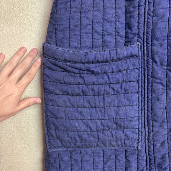 Rachel Comey Quilted Linen Jacket Coat Kimono Oversized Navy Blue 4 Quiet Luxury - Picture 4 of 16